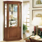 Corner Display Cabinet with 1 Door and 2 Glass Shelves Made in Italy - Denka Viadurini