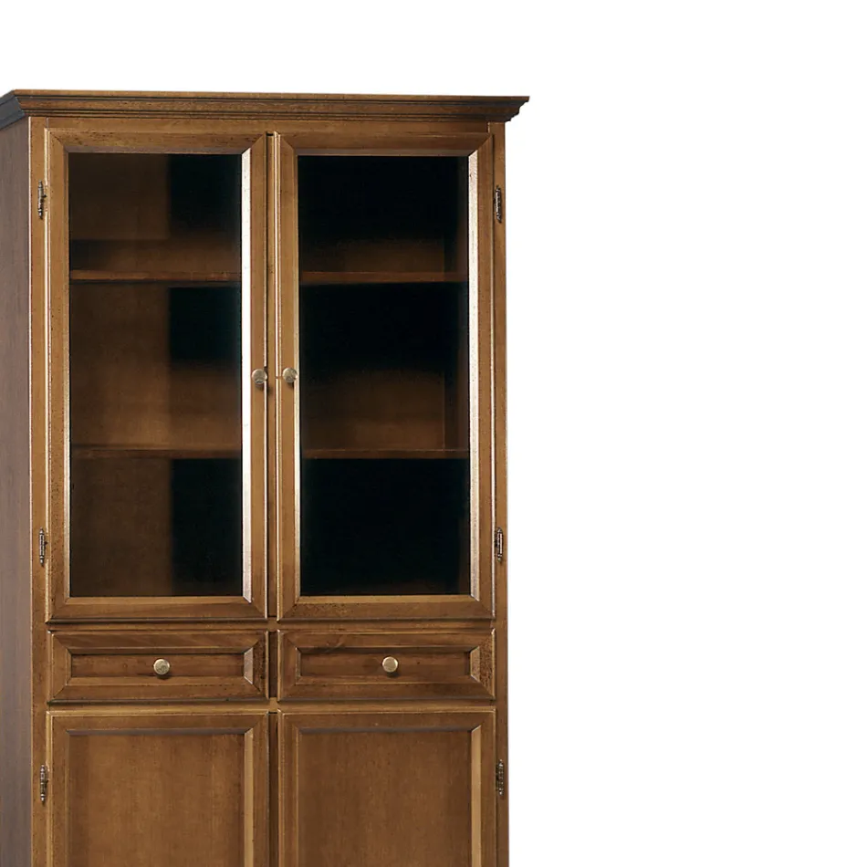 Display cabinet with 2 drawers, 2 wooden doors and 2 glass doors Made in Italy - Camene Viadurini