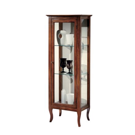 Showcase with Glass Shelves and Upholstered Back Made in Italy - Assur Viadurini