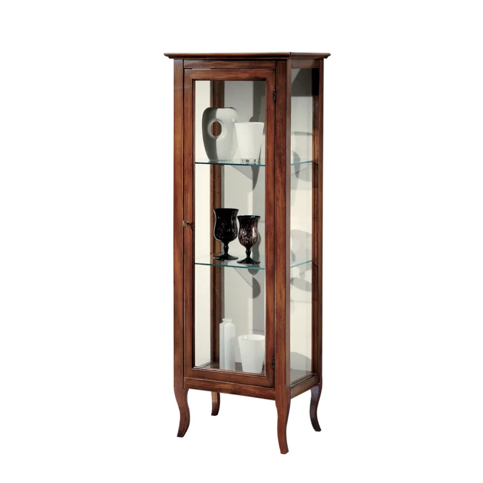 Showcase with Glass Shelves and Upholstered Back Made in Italy - Assur Viadurini