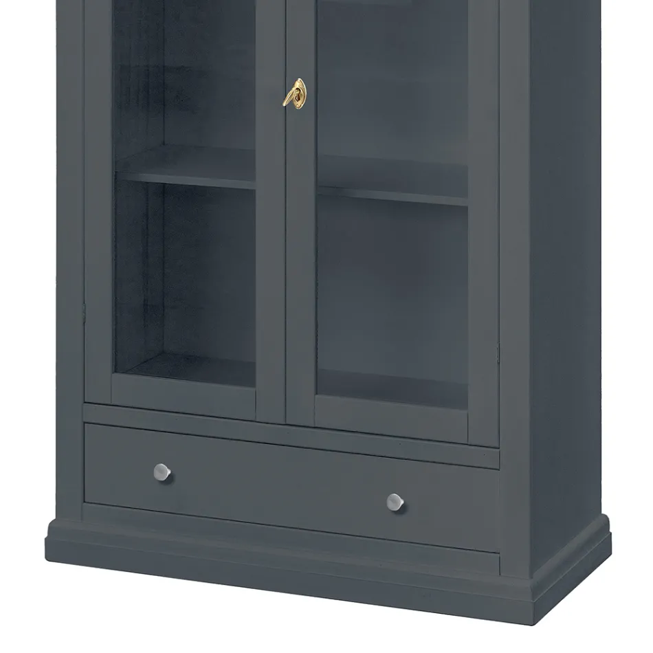 Wooden display cabinet with 1 drawer, 2 doors and 2 shelves Made in Italy - Nanna Viadurini