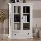 Wooden display cabinet with 1 drawer, 2 doors and 2 shelves Made in Italy - Nanna Viadurini